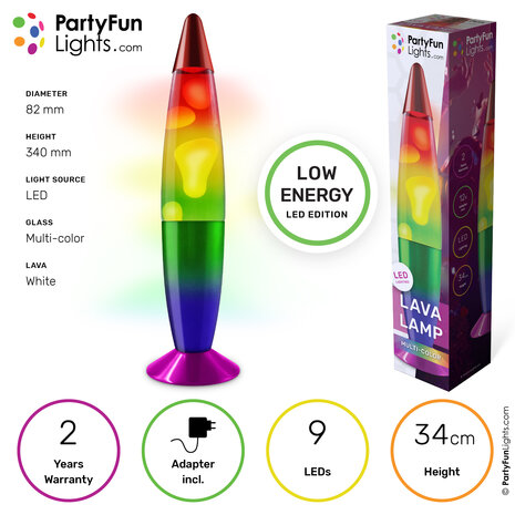 LAMPADA LED Multicolor Lava Lamp c/cambio colore 34cm (In box x cm) …x8